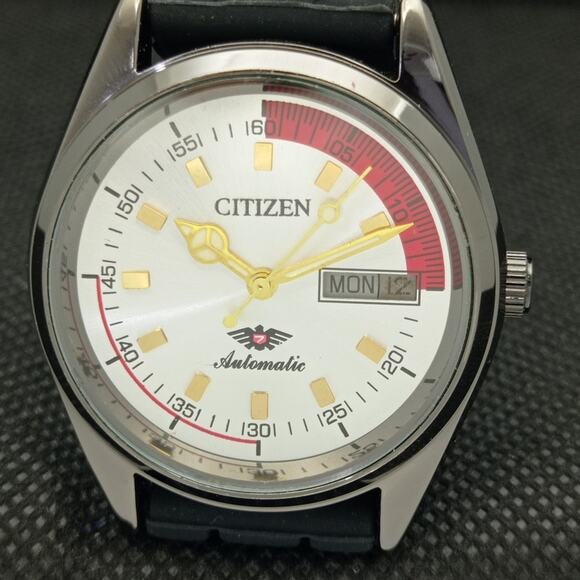 Vintage 1974 Citizen Automatic Mens Silver Watch W/daydate & Gold accents - Picture 3 of 8